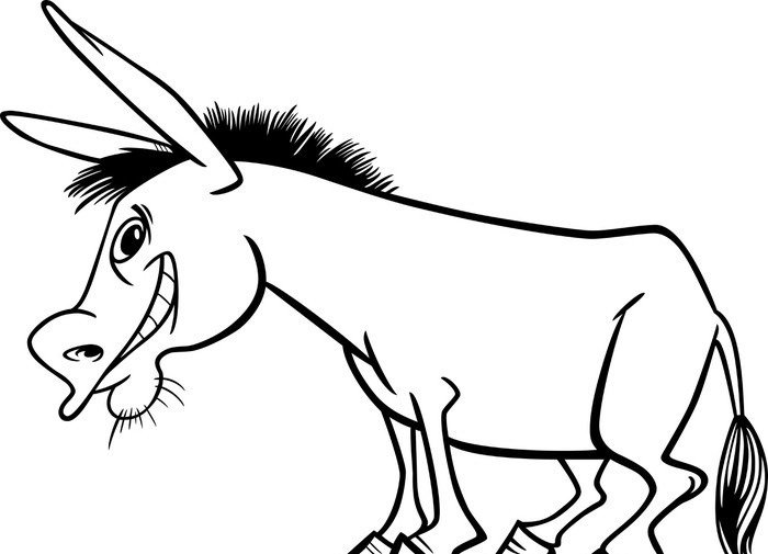 Online coloring book: Coloring page donkey wall mural